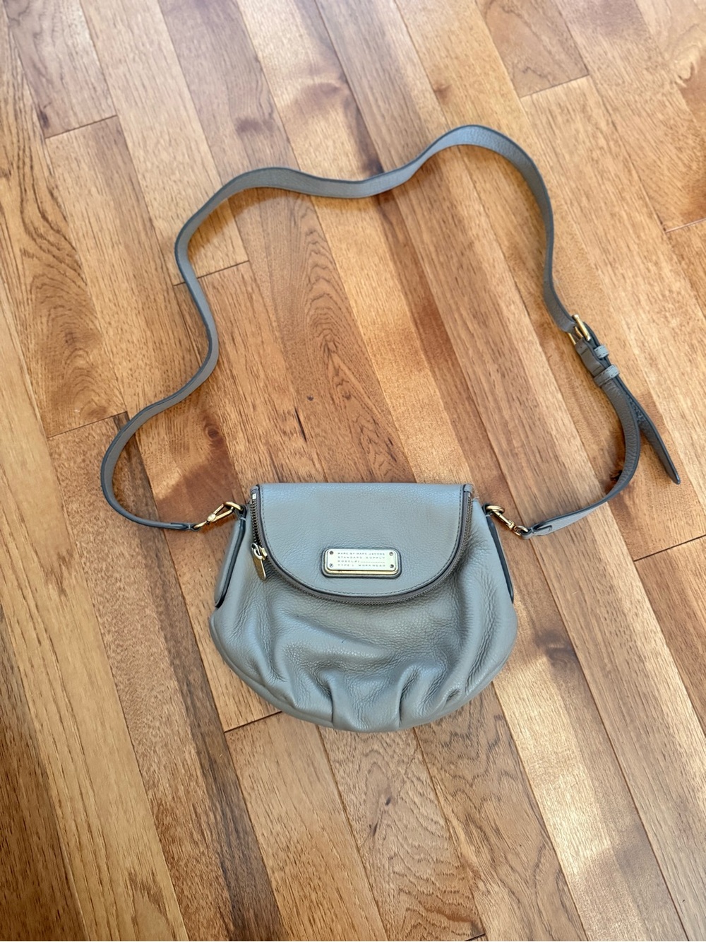 Marc by Marc Jacobs Taupe Pebbled Leather Crossbody Saddle Bag